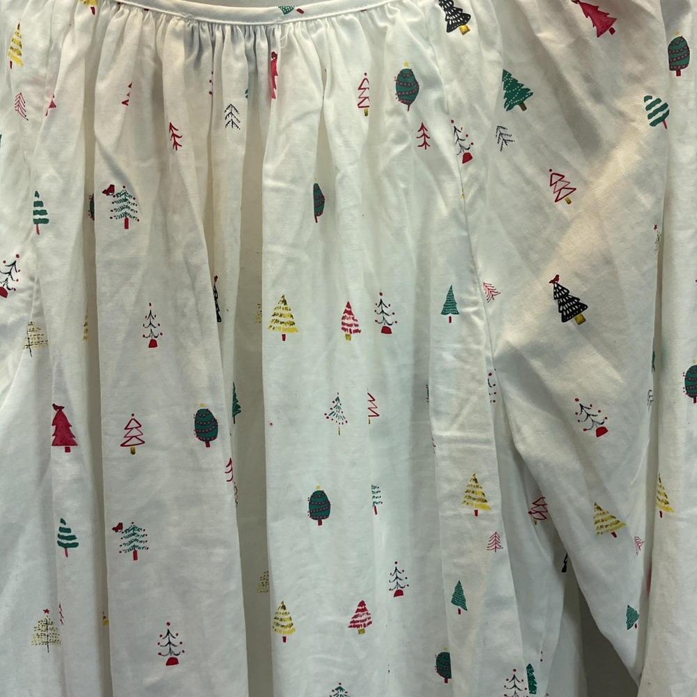 Petite Plume Delphine White MERRY TREES Nightgown Women's L Pockets Christmas - Picture 3 of 8